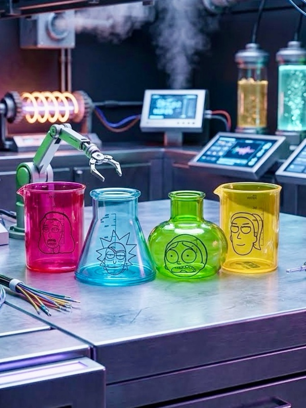 NWB Loot Crate Sci-Fi Rick & Morty Mini Beaker Plastic Shot Glass Set
